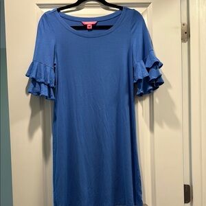 Blue Ruffle Sleeve Dress